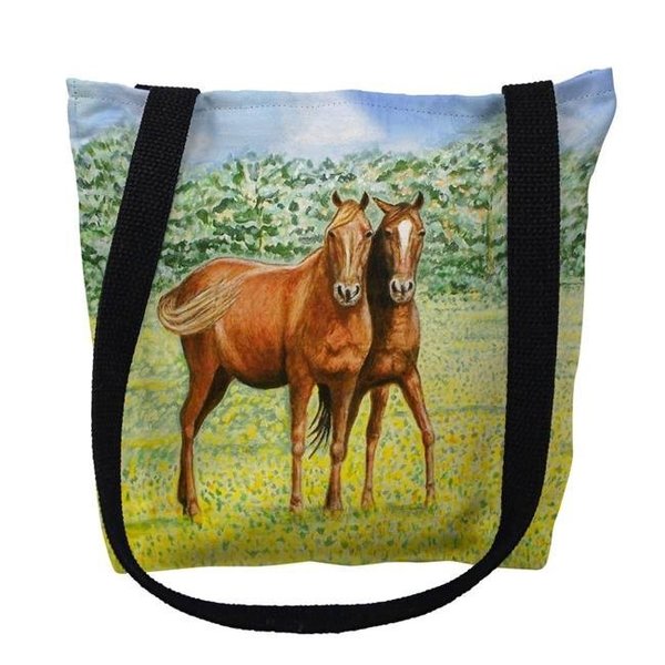 Betsy Drake Betsydrake TY057S 13 x 13 in. Two Horses Tote Bag - Small TY057S